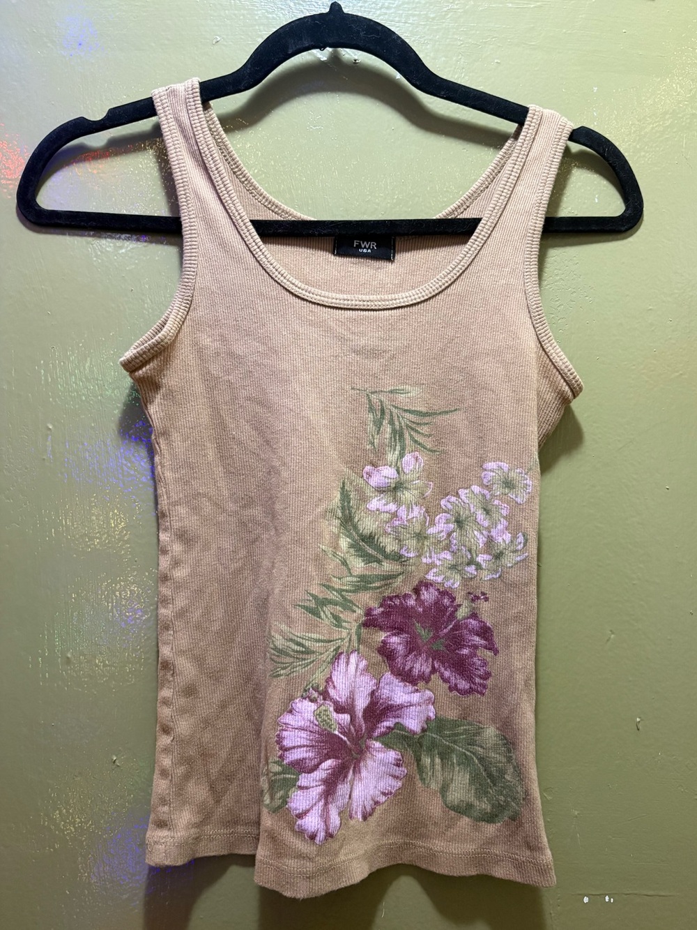 Floral ribbed Tank Top